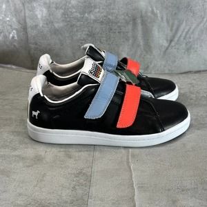 Goats Women's Black Leather The 005 Multicolor 2-Strap Slip-On Sneakers SZ 5.5